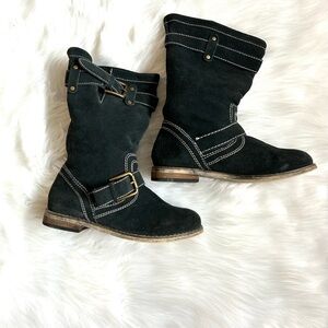 #0996 Sz 6 Sam Edelman Mid-Calf Suede Boots - Forest Green